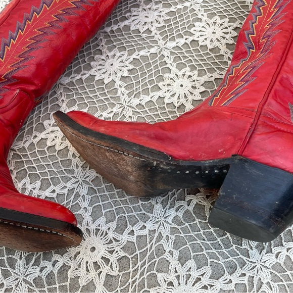 Vintage Western Larry Mahan cowboy red boots - Picture 3 of 9